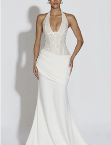 <span class=keywords><strong>Robe</strong></span> de soirée <span class=keywords><strong>longue</strong></span> élégante à col halterneck, à découpes brillantes, tube top, sans manches, nouvelle arrivée, vente en gros, robes décontractées pour femmes - Product Image 3