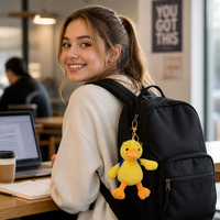 Zaves 2026 Nouveau Design Écologique Doux et Durable Porte-clés en Peluche Canard Jaune Lunettes Dorées Premium Unisexe pour Sac à Dos Scolaire