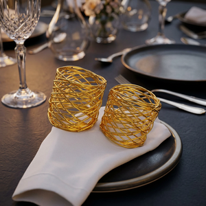 Juego de 2 Anillos para Servilletas de Latón Dorado, Decoración Glamurosa para Mesa de Boda, Diseño de Anillo Duradero, 5 cm de Ancho - Product Image 4