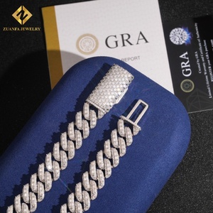 Chaîne cubaine Miami glacée de 18 mm, bijoux hip-hop rock, bracelets en argent sterling 925, diamants VVS, moissanite de luxe - Product Image 3