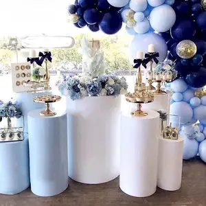 Wedding Party Supplier White Plinth Iron Cylinder Plinths Display Stand Dessert Table Cake Stand For Wedding Decoration
