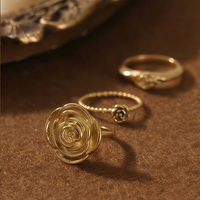 Bague en acier inoxydable XY 1446 en forme de rose, design métallique torsadé et tissé, hypoallergénique, bijoux pour un usage quotidien