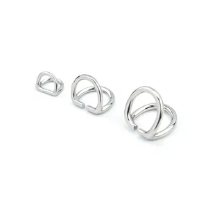 Nieuwe Mode Driehoek Vouw Rvs Dubbele Metalen D Ring Gesp Voor Tas