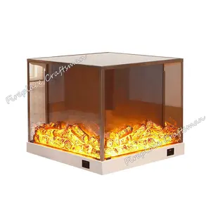 Manufacturers freestanding propane led flame artificial firewood decorative 3 sided electric fireplace console