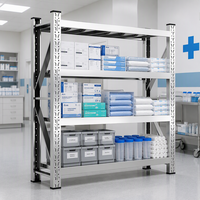 Étagère à 4 niveaux en acier inoxydable, robuste, avec étagères réglables, pour salle de stockage de fournitures médicales, hôpital, clinique, pharmacie