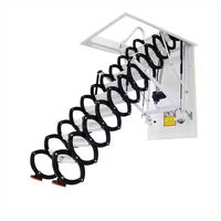 Escabeau télescopique électrique en aluminium invisible pour grenier, pliable et rétractable, design minimaliste noir