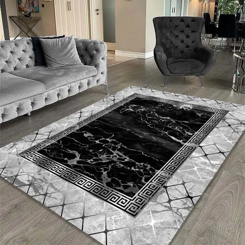 Kustom Desain Marmer Besar Siz 3M Vintage Karpet Lantai Tikar Mewah 3D Dicetak Abstrak Ruang Tamu Karpet dan Karpet