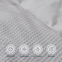 Ensembles de housses de couette LightComforter Sacs d'emballage pour couvertures de couette Ensemble de housses de couette texturées Queen Size Waffle Weave