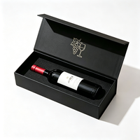 Boîte d'emballage écologique portable en carton rigide noir mat de luxe sur mesure pour bouteilles de vin rouge et de spiritueux