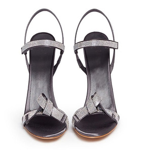 <b>Big</b> Size 46 Women <b>Bow</b> Knotted High Thin Heels Sandals Summer Bling Diamonds Dress Stiletto Ankle Buckle Shoes - Product Image 2