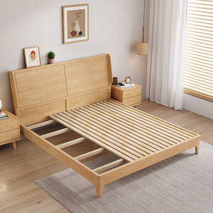 Modern Minimalist Upholstered <b>Bed</b> 1.8x2m Solid Wood Frame Bedroom Furniture Nordic Style Double <b>Bed</b> - Product Image 4