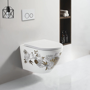WC suspendu monobloc en céramique, style européen moderne, avec réservoir dissimulé texturé bronze, siphon en P et <span class=keywords><strong>chasse</strong></span> <span class=keywords><strong>d</strong></span>'<span class=keywords><strong>eau</strong></span> par gravité, pour maison et hôtel - Product Image 5