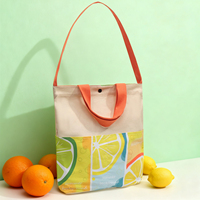 Sac fourre-tout en toile robuste et durable avec poche avant et bouton-pression pour des courses écologiques, des vacances d'été et des voyages