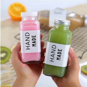 Bouteilles en verre carrées de 500 ml pour thé au lait et jus de fruits à emporter, avec marquage à chaud et bouchon à vis, vente en gros - Product Image 5