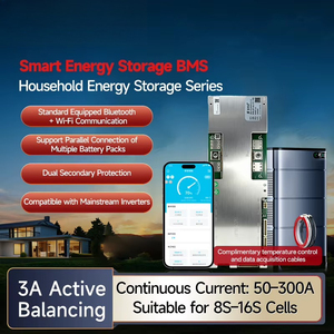 ระบบจัดการแบตเตอรี่อัจฉริยะ (BMS) สำหรับเก็บพลังงานภายในบ้าน 3A Active Balance 8S 24V 16S 48V 3.2V LiFePO4 100A 200A 300A พร้อม BT WIFI 485 CAN - Product Image 2