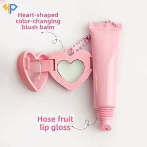 Gloss à lèvres mat hydratant haute pigmentation 15ml, blush changeant de couleur en forme de cœur, porte-clé<span class=keywords><strong>s</strong></span>, végétalien, huile de jojoba, aloe vera - Product Image 2