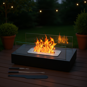 Db Outdoor Tabletop <b>Fire</b> <b>Pit</b> 13.8x7.1x5.5in Metal Powder Coated Bioethanol Fuel <b>Portable</b> Patio Heating Furniture Includes Poker - Product Image 2