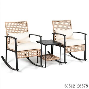 Contemporary Rattan <b>Outdoor</b> Garden Set 2 Seater With <b>Coffee</b> <b>Table</b> Beige Cushions Steel Frame Weather Resistant Model 38512-26577 - Product Image 5