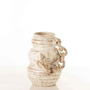 Céramique texturée crème et terre cuite d'inspiration antique avec chaînes à boucles entrelacées - Product Image 4