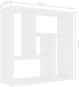 <strong>Wall</strong> <strong>Shelves</strong> Mounted Floating Shelving <strong>Unit</strong> for Bedrooms, Offices Living Rooms &amp; Kitchens <strong>White</strong> 45.1x16x45.1 cm Chipboard - Product Image 3