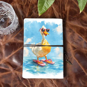 Cahier A6 de style vintage avec fermeture à cravate 160 pages Cadeau de notes de réunion idéal pour les partenaires franchisés avec canard portant <span class=keywords><strong>Sungl</strong></span> - Product Image 3