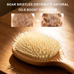 <span class=keywords><strong>Brosse</strong></span> <span class=keywords><strong>à</strong></span> <span class=keywords><strong>cheveux</strong></span> ovale <span class=keywords><strong>en</strong></span> <span class=keywords><strong>bois</strong></span> de chêne avec logo personnalisé, <span class=keywords><strong>en</strong></span> nylon et poils de sanglier, pour démêler et masser le cuir chevelu, redonnant une brillance naturelle - Product Image 5