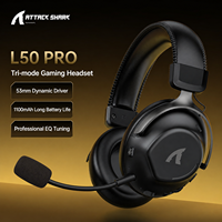 Casque de jeu sans fil léger ATTACK SHARK L50 PRO Tri Mode 2.4G BT Filaire avec haut-parleur de 53 mm Son Surround Égaliseur Batterie 1100 mAh