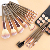 Ensemble de pinceaux de maquillage Beauty Planet Private Label, 15 pièces, fibres synthétiques de qualité supérieure, fond de teint rose et noir