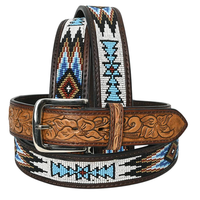 Maßgefertigter Gürtel aus echtem Western-Rindsleder mit Perlen und Nietenverzierung, Premium-Qualität, Modegürtel, exportiert aus Indien.