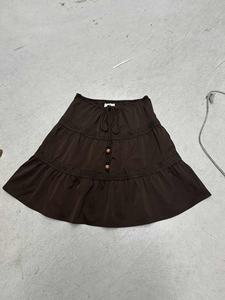 Tiered Lace Casual Dropped <b>Skirt</b> <b>Elastic</b> <b>Waist</b> Retro A-Line Beaded Tie Drawstring Woven Layered <b>Knee</b>-<b>Length</b> Eco-Friendly <b>Skirt</b> - Product Image 6