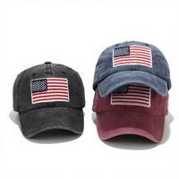 Casquette de baseball en jean brodée drapeau USA, unisexe, ajustable, 6 panneaux, style décontracté en coton pour adulte