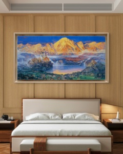 Reproduction sur toile de qualité muséale du chef-d'œuvre original signé par l'artiste Zhang Jishi - Thème Régale Royaume des Lumières - Décoration intérieure Art Déco blanche personnalisable - Product Image 2
