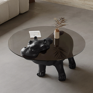 <span class=keywords><strong>Table</strong></span> basse en verre en forme d'hippopotame moderne simple meubles de salon avec conception de <span class=keywords><strong>table</strong></span> à thé pour la maison école salle à manger