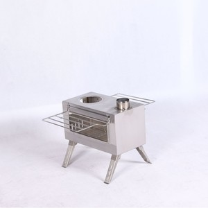 Portable Stainless Steel Camping <b>Stove</b> With Grill And Oven For Outdoor Use Firewood Fuel Silver Color - Product Image 3