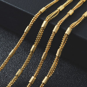 fine golden segmented <b>rope</b> bead tube same design various size layered lightweight wholesale fashion jewelry necklace - Product Image 2