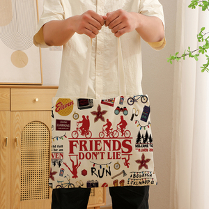 Bolsa de Mano de Lona de Stranger Things con la Frase "Los Amigos No Mienten", Bolsa de Hombro de Eleven de Hawkins, Artículos de Stranger Things para Fanáticos de la Serie de Televisión - Product Image 3
