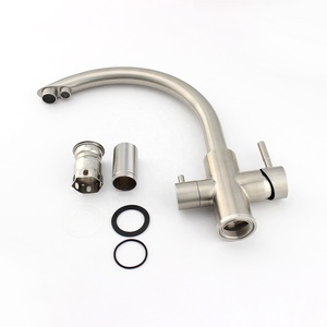 Grifos de 3 vías Mezclador de grifo de cocina Grifo de 3 flujos Caliente Frío Filtro de 3 vías Mezclador de agua Grifo de cocina plateado de 3 vías - Product Image 6