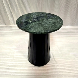 Table d'appoint ronde moderne en bois avec base en métal noir, meuble durable pour salon SUNWOODD EXPO - Product Image 1