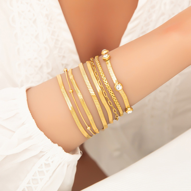 Handmade Small Boutique 18K Gold Plated Stainless Steel Jewelry & New Stainless Steel Chain Bracelet High End Fashion Jewelry
