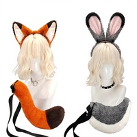 Accessoires de déguisement pour Halloween et Noël : Bandeau et queue de renard ou de lapin pour fête, performance, cosplay, unisexe adulte