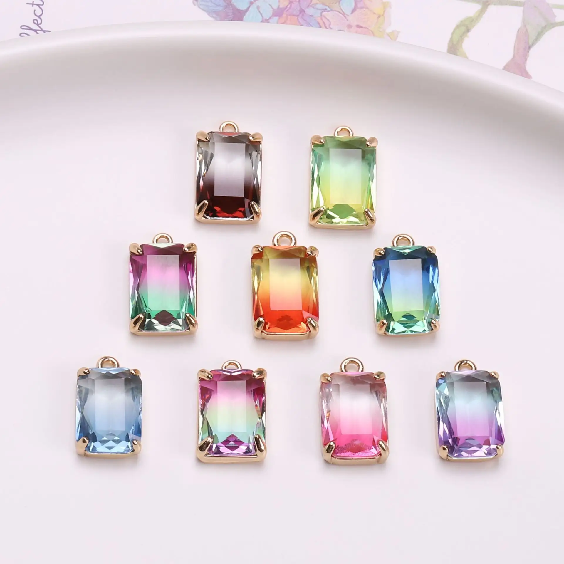 jewelry DIY crystal zirconium charm pendant stainless steel cubic zircon charms pendant for jewelry making