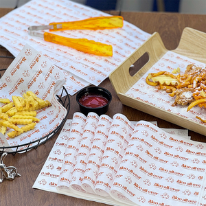 Stampa logo personalizzata per uso alimentare patatine fritte e patatine fritte confezioni Deli <span class=keywords><strong>carta</strong></span> da imballaggio a prova di grasso per infornare <span class=keywords><strong>carta</strong></span> da forno - Product Image 6