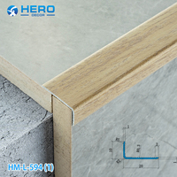 Profilé en aluminium en forme de L pour bordure de carrelage, finition métallique orientée, grain de bois, résistant aux rayures, pour architectes et installateurs