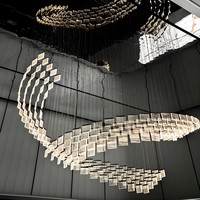 Lustre à panneau acrylique design contemporain pour salle à manger Villa moderne et hall d'hôtel Lumière pour escalier duplex Département des ventes