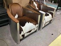 Fauteuil club aviateur vintage de luxe en cuir véritable, style industriel loft, chaise aviateur Tomcat pour hôtel