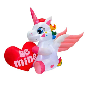 Unicornio Inflable de 1.5 Metros con Luz LED, Resistente al Agua, Alimentado por CC, Sosteniendo un Corazón, Decoración para Jardín, San Valentín, Hogar, Bodas y Fiestas - Product Image 1