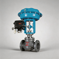 Vanne de régulation pneumatique industrielle Samson avec positionneur numérique Siemens pour le contrôle du débit d'eau, 2 voies, en acier inoxydable