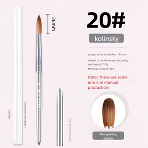 2025 Nail Salon Quality Pure Kolinsky Nail <b>Brush</b> Silver Metal Handle Private Label Nail Powder <b>Brush</b> logo Customization - Product Image 5