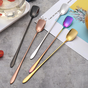 Cuchara de Acero Inoxidable 304 con Mango Largo, Cuchara para Bar, Cuchara para Mezclar Bebidas, Cuchara Cuadrada para Helado y Cócteles - Product Image 3