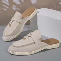 Sandales plates décontractées pour femmes à bout pointu en suède artificiel souple, style marche, pour l'extérieur, vente en gros